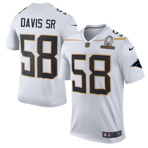 Men's Elite Thomas Davis Nike Jersey White - #58 Team Rice 2016 Pro Bowl NFL Carolina Panthers